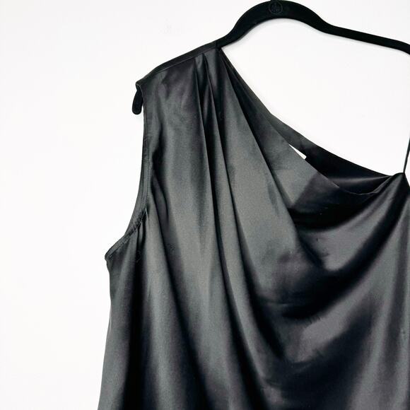 Michelle Mason One Shoulder Draped Silk Top in Black Size 6 - Picture 5 of 9